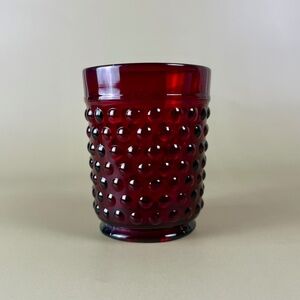 Vintage Ruby Red Hobnail Tumbler | Mid-Century Glassware | Retro Barware
